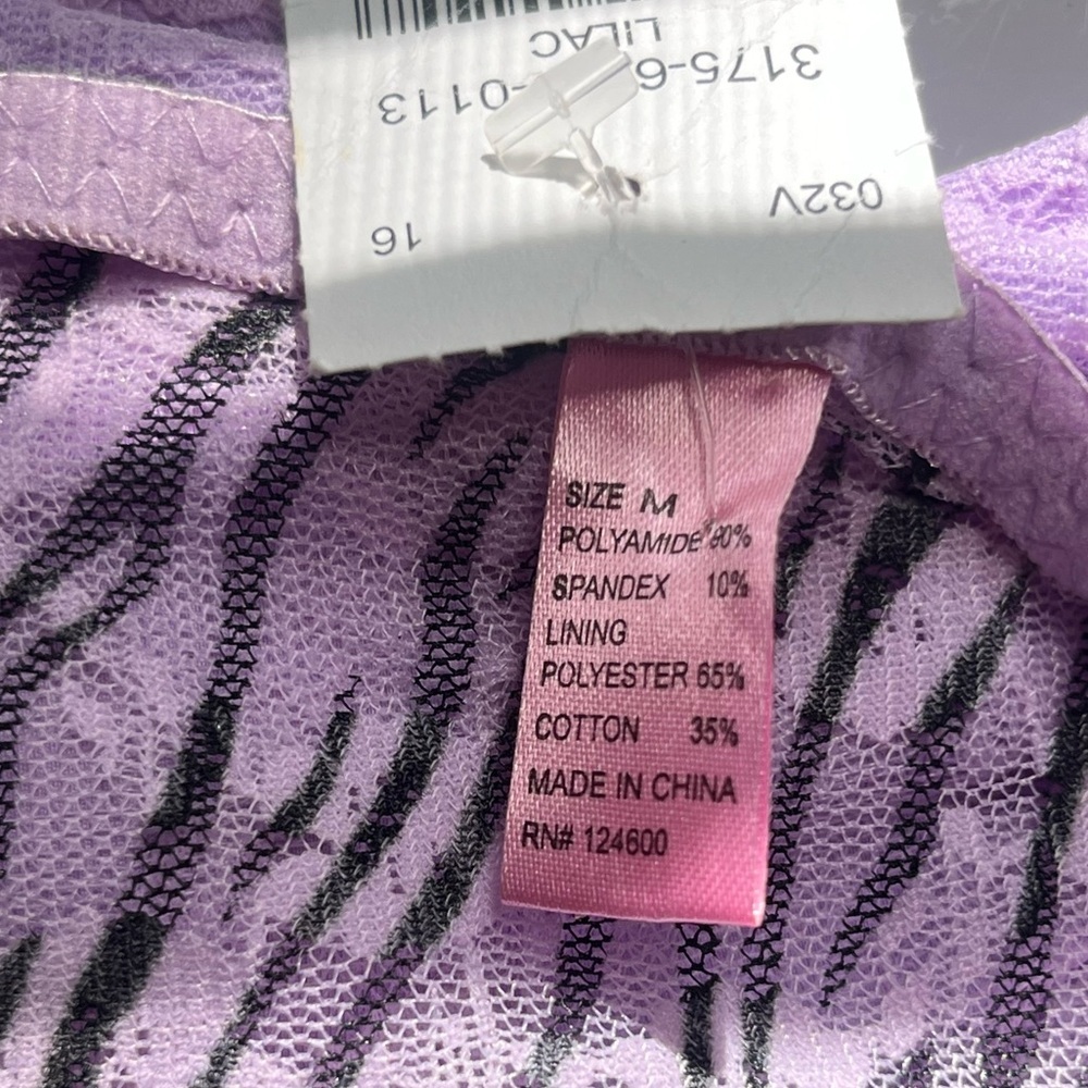 Purple Lilac Lace Tube Bralette/ bra/ Bando with zebra print​ - Picture 4 of 5